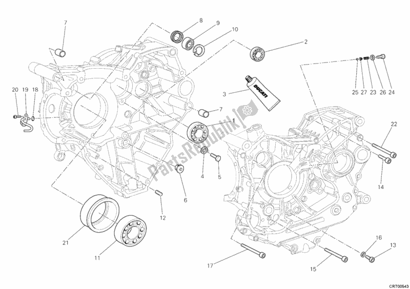 All parts for the Crankcase Bearings of the Ducati Multistrada 1200 ABS USA 2012
